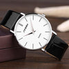 Ultra Thin Two-Hand Quartz Watch w/ Leather Band - Fresh Shade