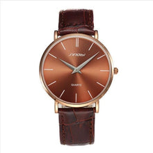 Ultra Thin Two-Hand Quartz Watch w/ Leather Band - Fresh Shade