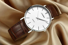 Ultra Thin Two-Hand Quartz Watch w/ Leather Band - Fresh Shade