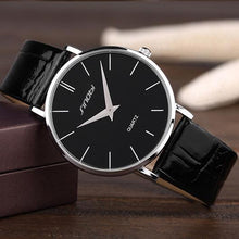 Ultra Thin Two-Hand Quartz Watch w/ Leather Band - Fresh Shade